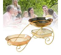 Vassoio trasparente per frutta con 3 strati, stile leggero e di lusso, in plastica e ferro, dimensioni 36,2x16,4 cm