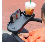 Vassoio universale per passeggino per bambini, girevole a 360 gradi, 3 in 1, rimovibile, per passeggino, con ciotola per snack e supporto per cellulare (nero)