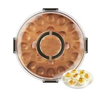 Vassoio Uova Ripiene,Contenitore Da 24 Scomparti Con Coperchio - Contenitori Uova Farcite,per Feste Pasqua Ringraziamento Cena Buffet Cucina Antipasti