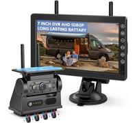 VASTEND Solare Telecamera Retromarcia Wireless 7 Pollici 1080P Monitor, Magnetica Telecamera Retromarcia Ricaricabile 10000mAh Batteria, Visione Notturna, per Camion, Auto, Roulotte(VS-7B)