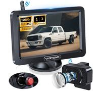 VASTEND Telecamera di Retromarcia senza fili HD 1080P Telecamera Posteriore per Auto, Monitor da 5'' Schermo Diviso Sistema di Parcheggio a 2 Canali, Kit Telecamera Retromarcia Impermeabile