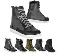 Vaster Moto Scarpe da Moto Uomo Scarpe da Moto Stivali in Pelle Suola in Gomma Stivali da Moto in Pelle Protettore Omologato CE EN 13634:2017, Tribe Nero, 45 EU