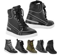 Vaster Moto Scarpe da Moto Uomo Scarpe da Moto Stivali in Pelle Suola in Gomma Stivali da Moto in Pelle Protettore Omologato CE EN 13634:2017, 088 Nero, 44 EU