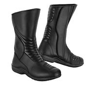 Vaster Moto Stivali da moto da uomo omologati CE (EN13634:2017) livello 2 scarpe da moto in pelle con calzature protettive alla caviglia lunga, Nero , 45 EU