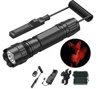 VASTFIRE Adjustable Focus Red Light Flashlight Q5 LED 250 Yard Hunting Torch Flashlight Coyote Hog Pig Predator Light With Remote Pressure Switch & Scope, Rail Mount