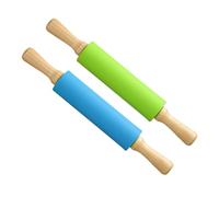 Vastsea 2 Pezzi Mattarello Silicone, Mattarello in Silicone Antiaderente, Mattarello Cucina, Applica a per Pasticceria Tortilla Pizza Biscotti e Altro(Blu+Verde)
