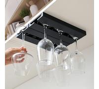 Vastsea 2 Pezzi Portabicchieri Sospeso, Portabicchieri Appendere, Porta Bicchiere di Vino Appeso, Nessuna Perforazione Richiesta, für Familie Restaurant Hotel Bar (Schwarz)