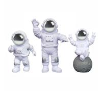Vastsea 3 Pezzi Ornamenti da Astronauta, Astronauta Decorazione Desktop, Astronauta Statuetta in PVC Ecologico, per Decorare Torte, Interni di Auto, Regali per Bambini (Argento)