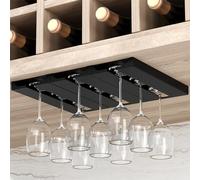 Vastsea 3 Pezzi Portabicchieri Sospeso, Portabicchieri Appendere, Porta Bicchiere di Vino Appeso, Nessuna Perforazione Richiesta, für Familie Restaurant Hotel Bar (Schwarz)