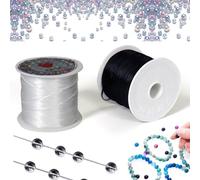 Vastsea Fascia Elastica per Bracciali, Trasparente Fili per Perline, Filo di Nylon Trasparente, per Cuci Hobby Ornamenti, Artigianato e Creazione di Gioielli (Bianco+Nero)