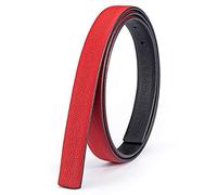 Vatee's Cinturino reversibile di ricambio in vera pelle delle donne senza fibbia 0.79"/20mm Ampio Regolabile 105cm Lunga Rosso/Nero