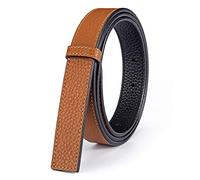 Vatee's Cinturino reversibile di ricambio in vera pelle delle donne senza fibbia 2.5cm Ampio Regolabile 115cm Lunga Nero/Giallo Terra