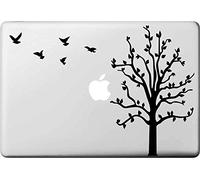 Vati Leaves Trees rimovibili e Uccelli fumetto creativo della decalcomania del vinile autoadesivo della pelle Art nero per Apple Macbook Pro Air Mac 13"15" pollici/Unibody 13"15" Laptop Inch