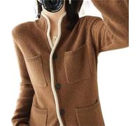VATIVA Maglione da donna, 100% cashmere, autunno/inverno, colletto alto, casual, lavorato a maglia, Colore caramello., M/L