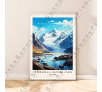 Vatnajokull National Park Stampa Islanda da Viaggio Poster Illustrazione Art