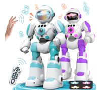 VATOS 2 pezzi giocattolo robot telecomandato per bambini, robot RC con cambio vocale e registratore, movimento manuale programmabile tipo C per la ricarica, regalo per ragazzi e ragazze, BG1538