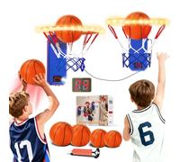 VATOS 2 Pezzi Set Giocattolo Canestro da Basket LED - Mini Canestro da Basket per Interni per Bambini con 2 Modalità di Gioco, Effetto Sonoro, Punteggio Automatico e 4 Palle, Canestro da Basket