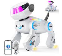 VATOS Cane Robot Bluetooth per Bambini,Cane Robot Interattivo Programmabile con Occhi LED Multicolori,Canerobot Giocattolo Ricaricabile con Telecomando Che Canta e Balla per Ragazzo Ragazza, Bianco