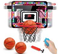 VATOS Canestro da Basket Mobile Interno per Bambini, Canestro da Basket da Porta con Luci Led/Tabellone Segnapunti/Palline, Giocattolo Basket Telecomandato, Regalo Divertente per Maschi