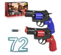 VATOS Giocattolo Revolver Pistola, 2 pezzi Revolver Giocattoli Schiuma Blaster con 72 palline morbide, modello educativo di tiro giochi regali per ragazzi e ragazze, bambini 10+ anni