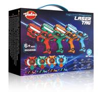 VATOS Laser Tag 360°Sensori Set di 4 Giocatori, 2,4 GHz Ricaricabile a infrarossi con Display Dati in Tempo Reale Pistola Laser Tag, Pistole Giocattolo per Giochi di attività per Bambini dai 6+
