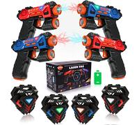 VATOS Laser Tag Guns Set, infrarossi Mini Laser Tag per bambini con distintivi 4 Pack, Laser Tag Game 4 giocatori Indoor Outdoor Attività di gruppo giocattolo per ragazzi ragazze età 4 5 6 7