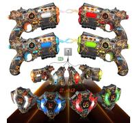 VATOS Laser Tag Ricaricabile 4 Giocatori - 4 Pistole e 4 sensori di Giacca completamente sincronizzati con i dati 2.4GHz - Giocattoli e idee di compleanno Laser Tag Gun per Bambini