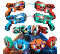 VATOS Laser Tag ricaricabile - Set di Laser Tag a infrarossi con sincronizzazione dei dati in tempo reale, gioco di tiro per 4 giocatori per bambini e ragazzi di età compresa tra 6 e 12 anni