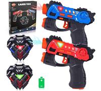 VATOS Mini Laser Tag Guns Set, 2 Pack infrarossi per Bambini con distintivi, Game 2 Giocatori Indoor Outdoor attività di Gruppo Giocattolo per Ragazzi età 4 5 6 7