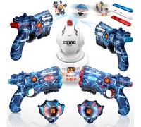 VATOS Set di tag laser ricaricabile con proiettore, 2 giocatori pistola giocattolo con proiettore e display digitale a LED, giochi di tiro con 3 obiettivi, perfetto giocattolo familiare per bambini