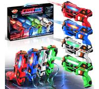 VATOS Set Laser Tag Ricaricabile 4 Pezzi, Giocattoli Pistola Laser con Schermo LED, Raggio 40 m per Interni ed Esterni - Gioco per Ragazzi e Famiglia, Regalo di Compleanno e Vacanza per Bambini 6+