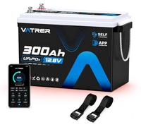 VATRER POWER Batteria LiFePO4 12,8V 300Ah con autoriscaldamento e Bluetooth | 200 A Smart BMS, 5000+ cicli, 3840 Wh, energia utile, camper, roulotte e impianti solari