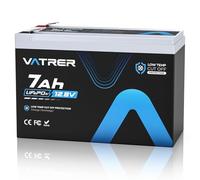 VATRER POWER Batteria LiFePO4 12V 7AH 5000+ Cicli Ricaricabile con BMS 7A, Perfetta per Impianti Solari, Monopattini e Ecoscandagli
