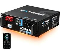 VATRER POWER Batteria LiFePO4 da 51,2 V, 100 Ah, con auto-riscaldamento, 100 A BMS, display touch e app Bluetooth, 5,12 kWh Server Rack batteria per impianti solari, fotovoltaici e applicazioni senza