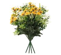 VATTEN HOME Fiori artificiali per cimitero, bouquet bicolore, adatti per commemorare i parenti, pulizia delle tombe e decorazione dei cimiteri (Crisantemo Cipolla - Giallo + Bianco)