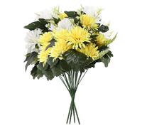 VATTEN HOME Fiori artificiali per cimitero, mazzi bicolore, adatti per commemorare i parenti, pulizia delle tombe e decorazione dei cimiteri (palloncino - bianco + giallo)