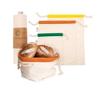 Vatum Set di 3 sacchetti per il pane in 100% canapa - Zero Waste - sacchetti per frutta e verdura con e-book - sacchetti per il pane ecologici - sacchetti riutilizzabili in lino per la conservazione