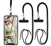 Vauki 2 pezzi Cordino per Cellulare Telefono Universale Tracolla Regolabile Collana Collo Catena Laccio per Cellulare e Patch Telefono per Maggior Parte Smartphone IPhone Samsung Xiaomi, Nero