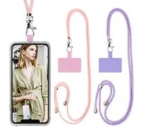 Vauki 2 pezzi Cordino per Telefono Universale Tracolla per Cellulare Regolabile Collana Nylon Catena per Cellulare e Patch Telefono per Maggior Parte Smartphone iPhone Samsung Huawei Xiaomi, Oro rosa