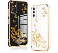 Vauki 2 Pezzi Cover per Samsung Galaxy A15 4G/5G 6.5", Custodia con Motivo Farfalla, Antiurto Ultra Silicone TPU Morbida Case con Protezione Della Fotocamera Ragazzi e Ragazze, Nero e Bianco