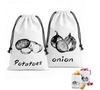 Vauki 2 sacchetti per patate e cipolle, con coulisse, riutilizzabili, in tela, per patate, cipolle, conservare freschi (26 x 35 cm)