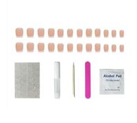 Vauki 24 pezzi French Nails Set di unghie artificiali riutilizzabili con strumento completo, qualità salone Soft Gel Press On Nails, design francese con tonalità nude, set fai da te per donne e