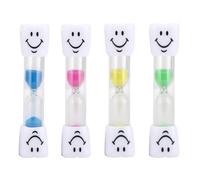 Vauki 4 pezzi Clessidra con facce sorridenti, Timer con clessidra, Set di clessidre per bambini, Timer a 4 colori con sabbia colorata per lavarsi i denti, 3 minuti per bambini piccoli per ufficio