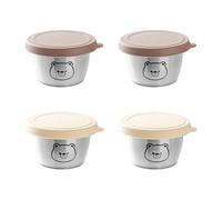 Vauki 4 Pezzi Piccole Scatole Tupperware con Coperchio, Scatola Mini Tupperware per Alimenti con Coperchio in Plastica, Scatole di Conservazione a Prova di Perdite per Spezie, Salse, Dip e da Portare