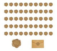 Vauki 50 Pezzi Sigillo di Cera Adesivo, Sigillo di Cera a Forma di Cuore e Ramo di Rosmarino, Sigillo di Cera Personalizzato per Busta, Invito, Matrimonio, Anniversario e Imballaggio Regalo