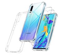 Vauki Chiaro Cover per Huawei P30 con 2 Pezzi Pellicola in Vetro Temperato, Custodia Antiurto Trasparente con Paraurti in TPU, Morbido Sottile Anti Ingiallimento Case per Huawei P30
