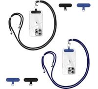 Vauki Cordino per Cellulare Telefono Universale *2 Patch*4,Tracolla Regolabile Collana Collo Catena Laccio per Cellulare e Patch Telefono per Maggior Parte Smartphone IPhone Samsung Xiaomi, Nero+Blu