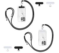 Vauki Cordino per Cellulare Telefono Universale *2 Patch*4,Tracolla Regolabile Collana Collo Catena Laccio per Cellulare e Patch Telefono per Maggior Parte Smartphone IPhone Samsung Xiaomi, Nero