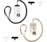 Vauki Cordino per Cellulare Telefono Universale *2 Patch*4, Tracolla Regolabile Collana Collo Catena Laccio per Cellulare e Patch Telefono per Maggior Parte Smartphone IPhone Samsung Xiaomi, Nero+Oro