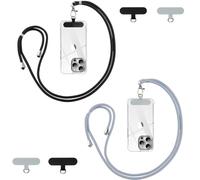 Vauki Cordino per Cellulare Telefono Universale *2 Patch*4,Tracolla Regolabile Collana Collo Catena Laccio per Cellulare e Patch Telefono per Maggior Parte Smartphone IPhone Samsung Xiaomi,Nero+Grigio